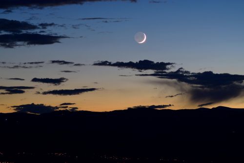 Crescent Moon over Mountains