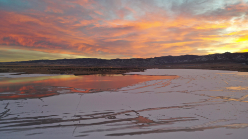 Drone Winter Lake Sunset