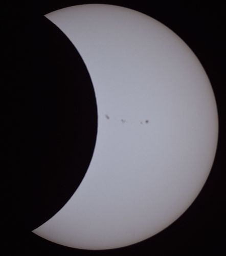 Phase of 8-21-17 Total Solar Eclipse with Sunspots Visible